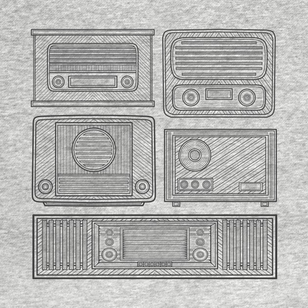 Classic Radio Line Art by milhad